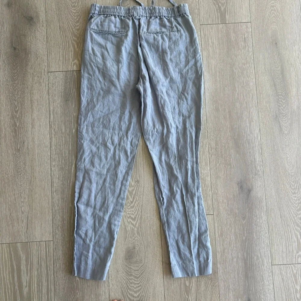 Zara Man 100% Linen Light Blue Drawstring Trousers Pants Size Medium 31